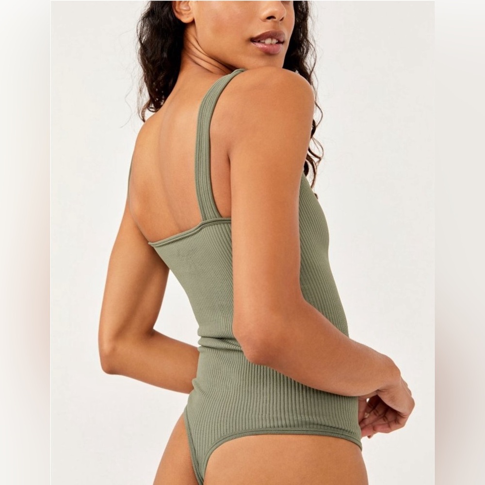 Free People XYZ Recycled Bodysuit in Army size M/L NWT